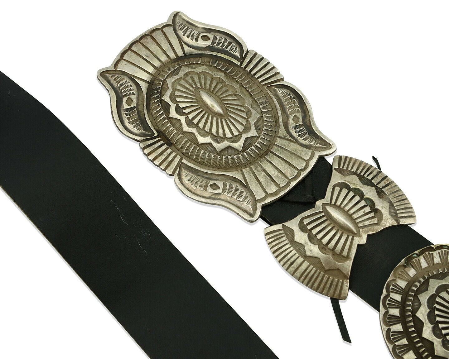 Navajo Concho Belt .925 Silver Handmade Native American C.80's