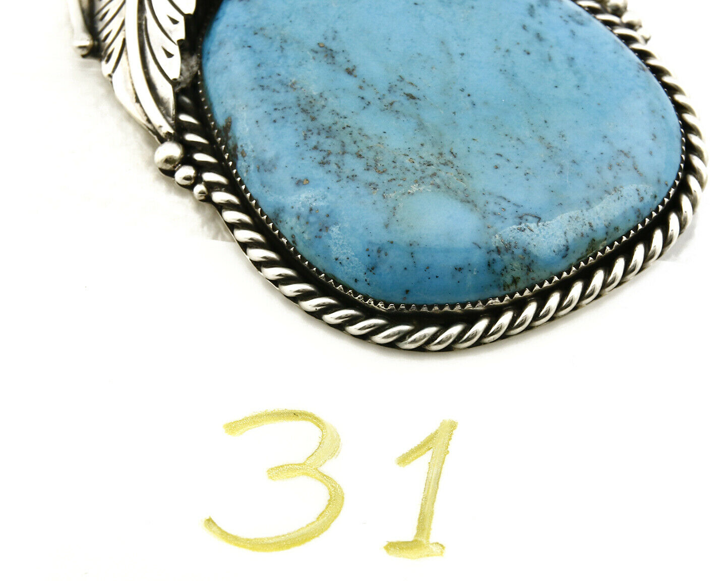Women's Navajo Turquoise Pendant LARGE Handmade Signed GOMEZ