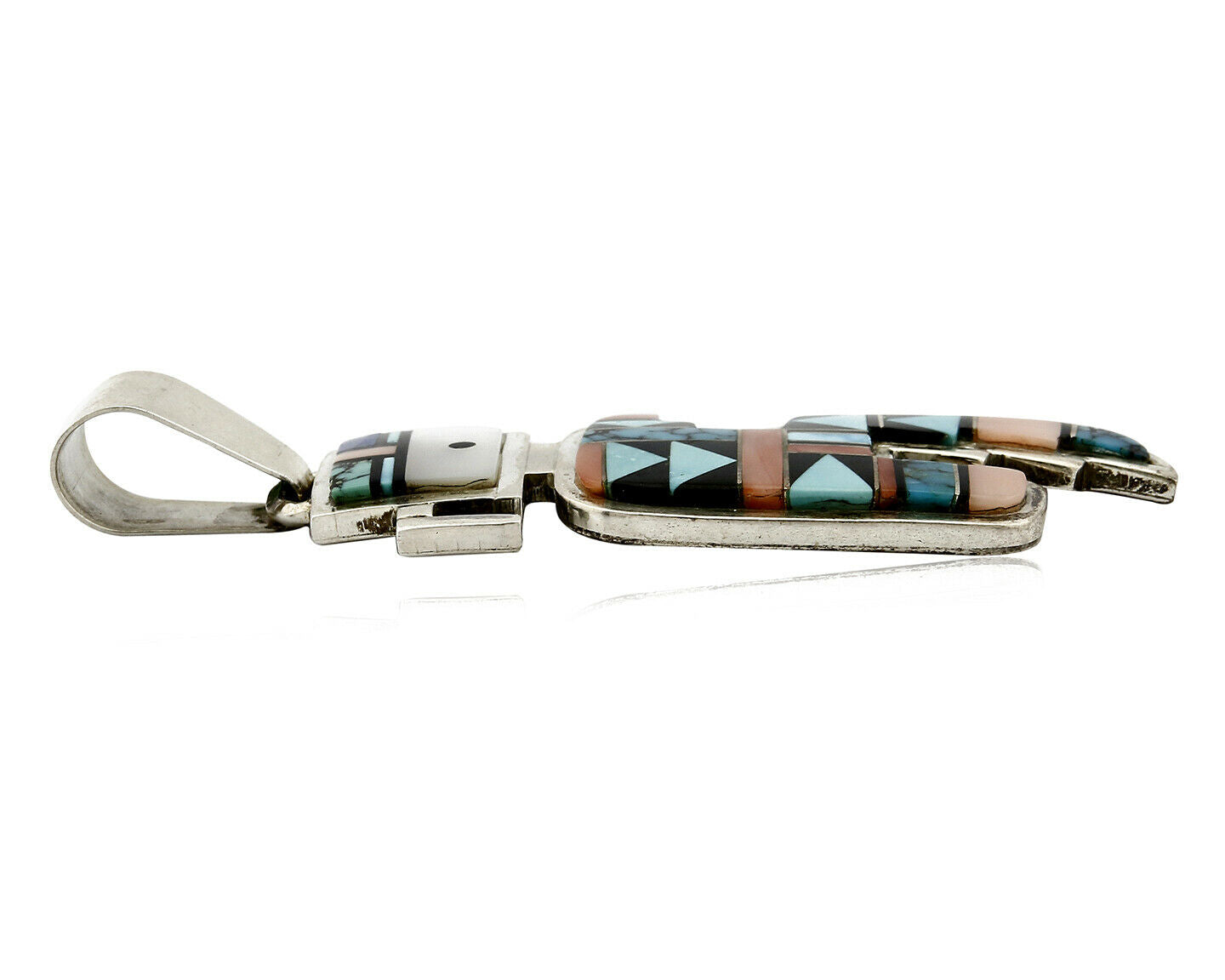 Navajo Turquoise Pendant .925 Silver Signed Ray Delgarito C.80's