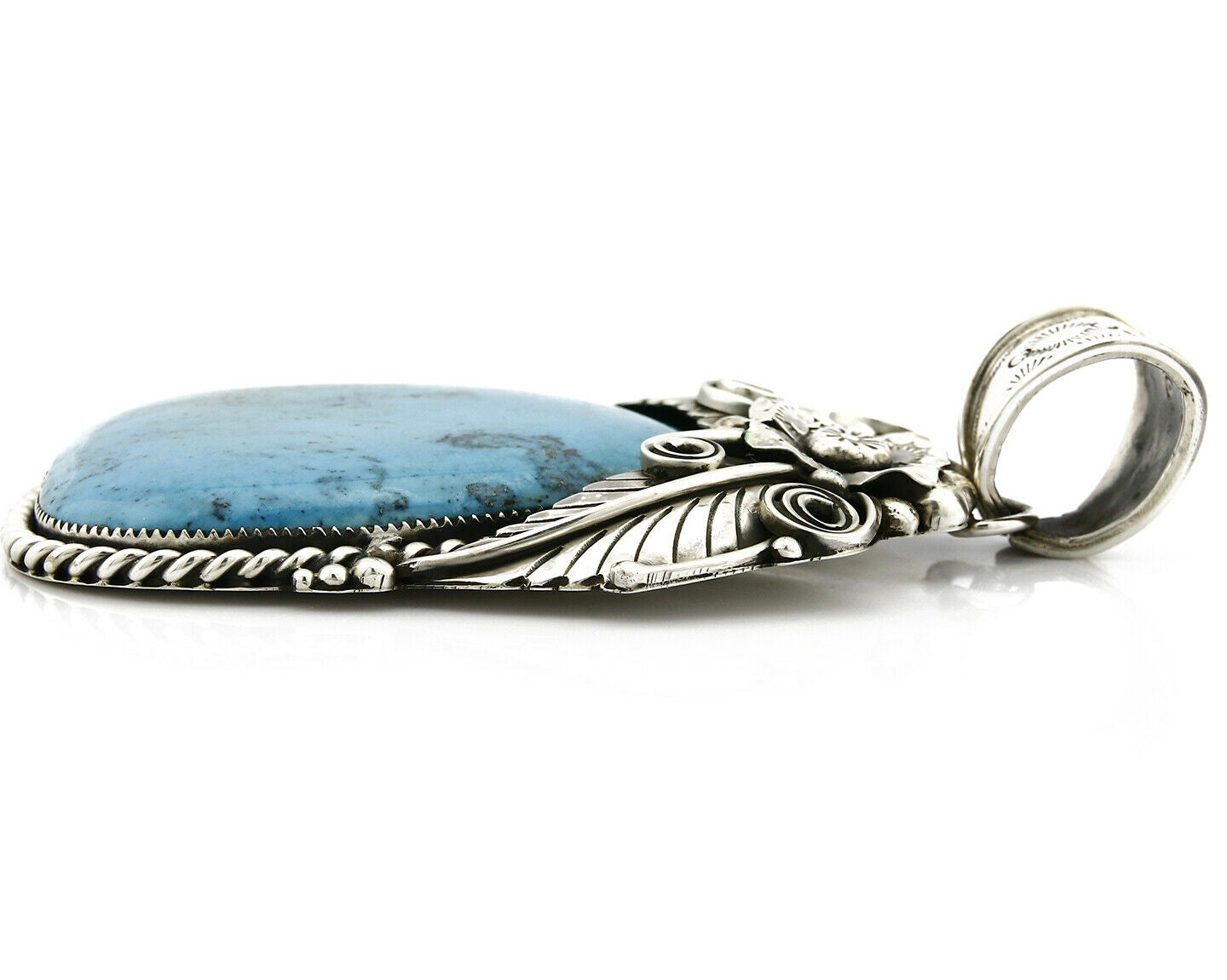 Women's Navajo Turquoise Pendant LARGE Handmade Signed GOMEZ