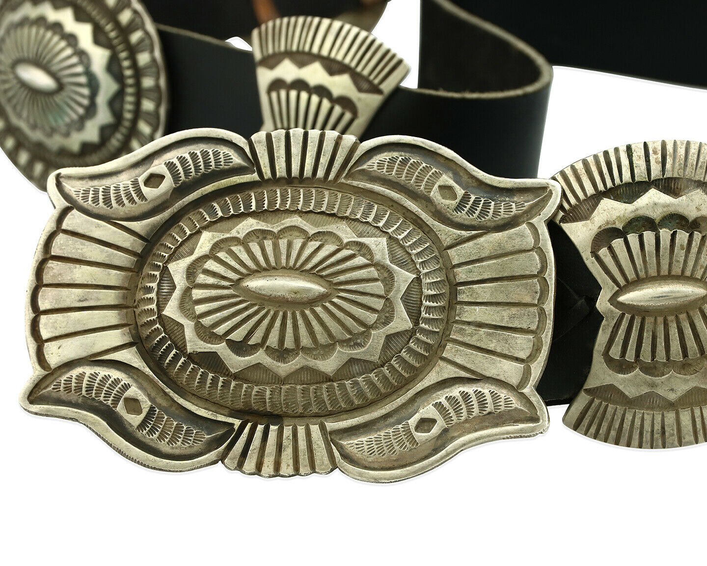Navajo Concho Belt .925 Silver Handmade Native American C.80's